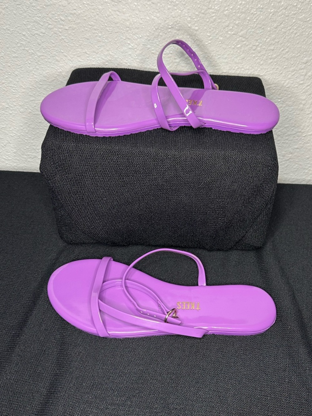 TKEES Glossy Lilac Strappy Sandals